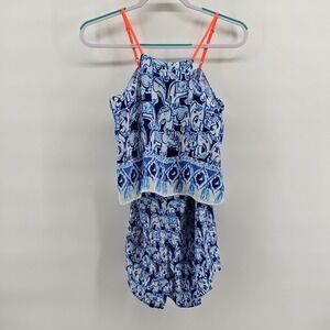 Women's Lilly Pulitzer Celyn Romper Sleeveless Bomber Blue Get Trunky Size 0